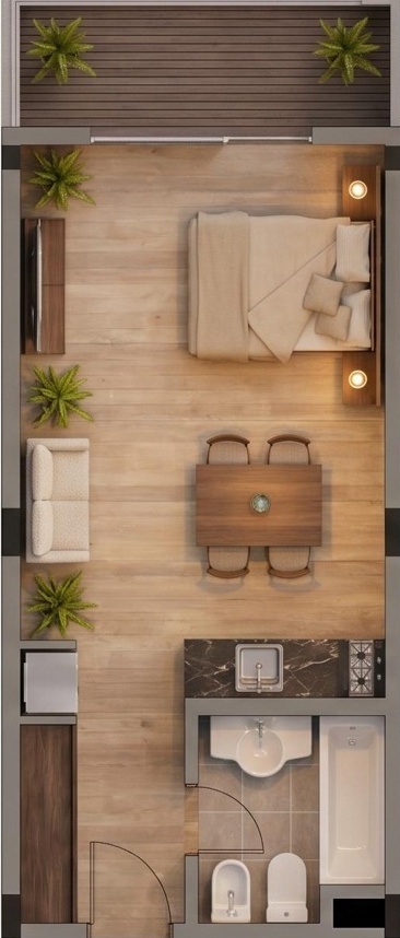 Monoambiente 40 m²